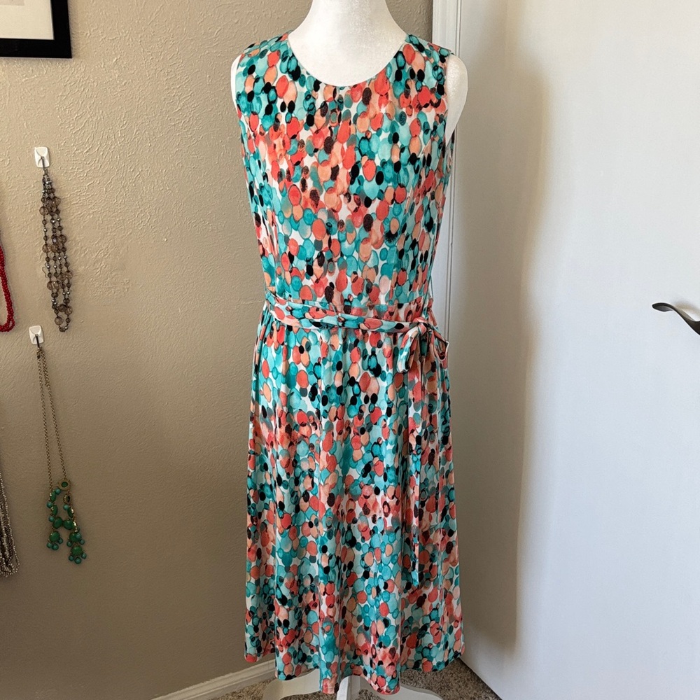 clear out!! Coral and Turquoise Sleeveless Dress size 4